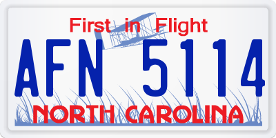 NC license plate AFN5114