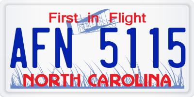 NC license plate AFN5115