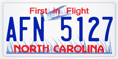 NC license plate AFN5127