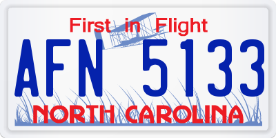 NC license plate AFN5133