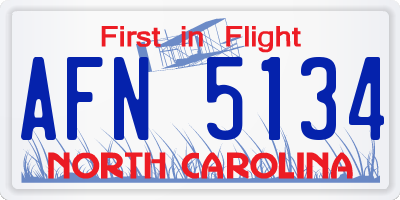 NC license plate AFN5134