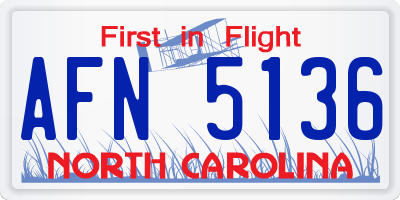 NC license plate AFN5136