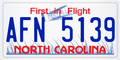 NC license plate AFN5139