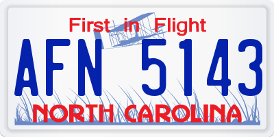 NC license plate AFN5143