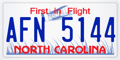 NC license plate AFN5144