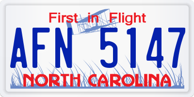 NC license plate AFN5147