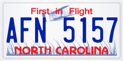 NC license plate AFN5157