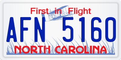 NC license plate AFN5160