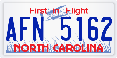 NC license plate AFN5162