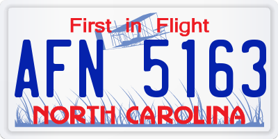 NC license plate AFN5163