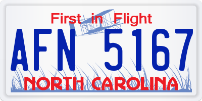 NC license plate AFN5167