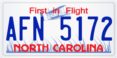 NC license plate AFN5172