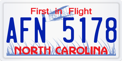 NC license plate AFN5178
