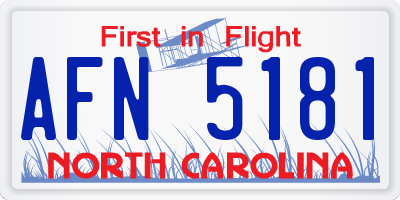 NC license plate AFN5181
