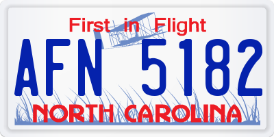 NC license plate AFN5182