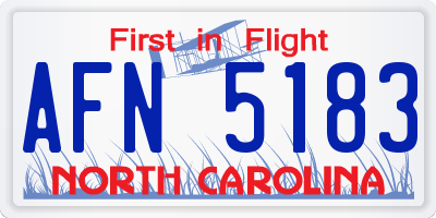 NC license plate AFN5183