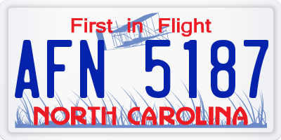 NC license plate AFN5187