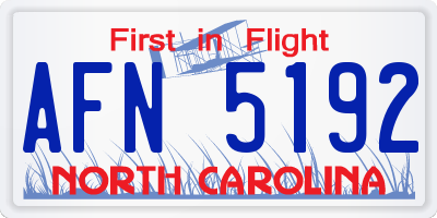 NC license plate AFN5192