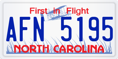 NC license plate AFN5195