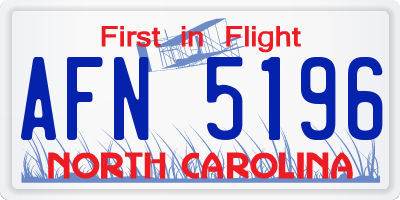 NC license plate AFN5196