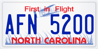 NC license plate AFN5200