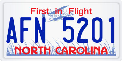 NC license plate AFN5201