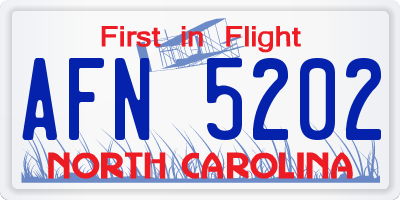 NC license plate AFN5202