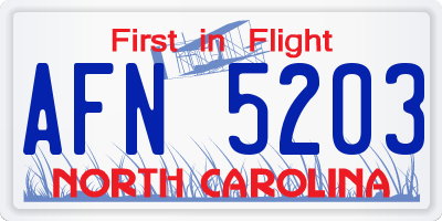 NC license plate AFN5203