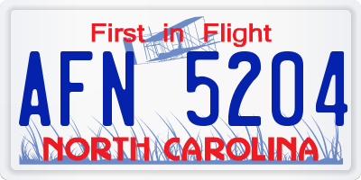 NC license plate AFN5204