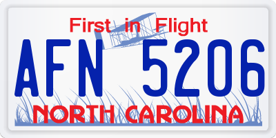NC license plate AFN5206