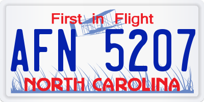 NC license plate AFN5207