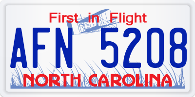 NC license plate AFN5208
