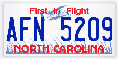 NC license plate AFN5209