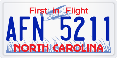 NC license plate AFN5211