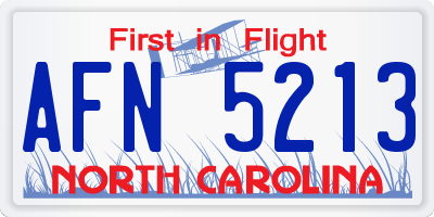 NC license plate AFN5213