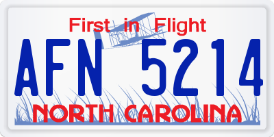 NC license plate AFN5214