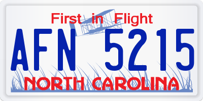 NC license plate AFN5215