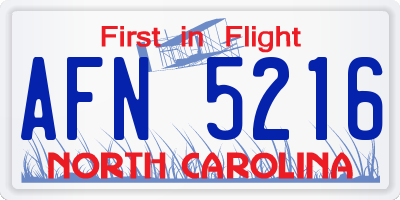 NC license plate AFN5216
