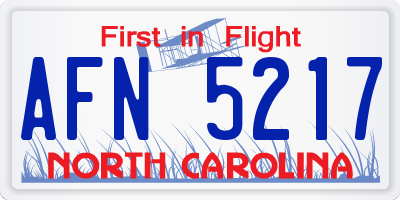 NC license plate AFN5217