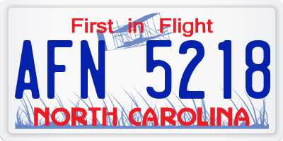 NC license plate AFN5218
