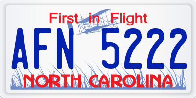 NC license plate AFN5222