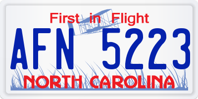NC license plate AFN5223