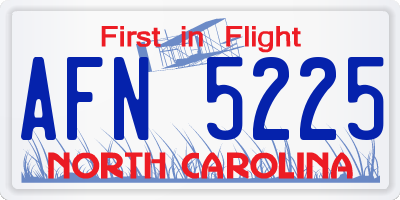 NC license plate AFN5225