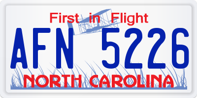 NC license plate AFN5226