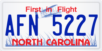 NC license plate AFN5227