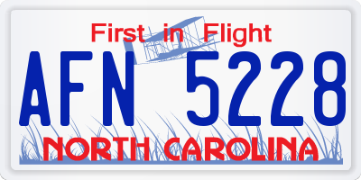 NC license plate AFN5228