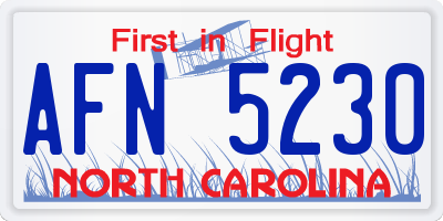 NC license plate AFN5230