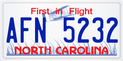 NC license plate AFN5232