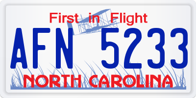 NC license plate AFN5233