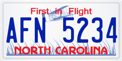 NC license plate AFN5234